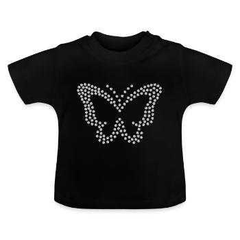 Diamant papillon argent - T-shirt bio col rond Bébé - noir - Devant