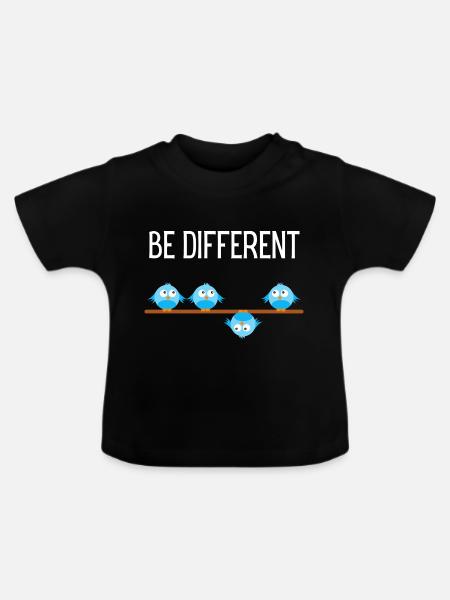 Be different Vogel Birds - Baby Bio-T-Shirt mit Rundhals - Schwarz