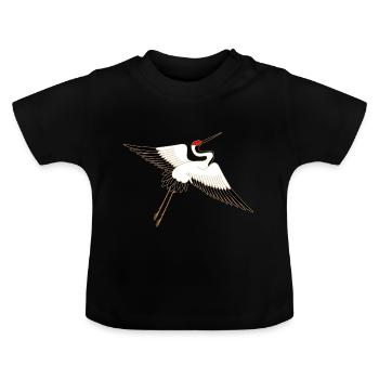 japanischer Kranich - asian red-crowned crane - Baby Bio-T-Shirt mit Rundhals - Schwarz - Vorne