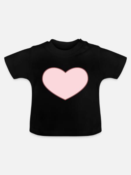 Herz Rosa - Baby Bio-T-Shirt mit Rundhals - Schwarz