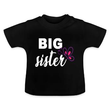 große Schwester - Baby Bio-T-Shirt mit Rundhals - Schwarz - Vorne
