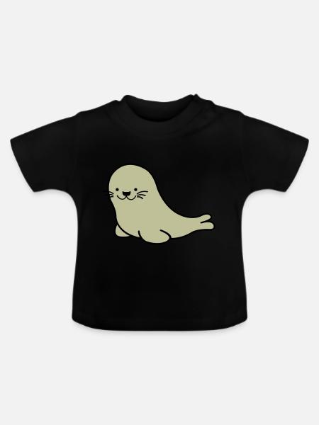 seehund 02 - Baby Bio-T-Shirt mit Rundhals - Schwarz
