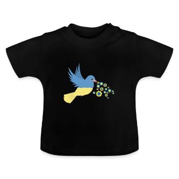 Paix pour l’Ukraine - T-shirt bio col rond Bébé - noir - Devant