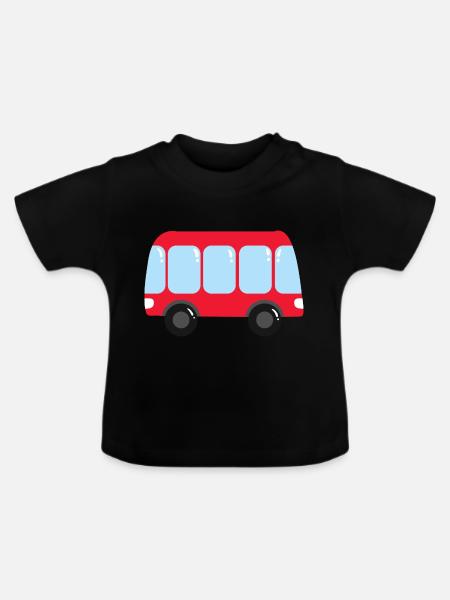 Bus Rot - Baby Bio-T-Shirt mit Rundhals - Schwarz