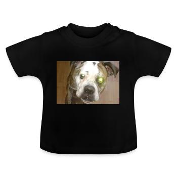 Cute dog with ball - Baby Organic T-Shirt with Round Neck - black - Front
