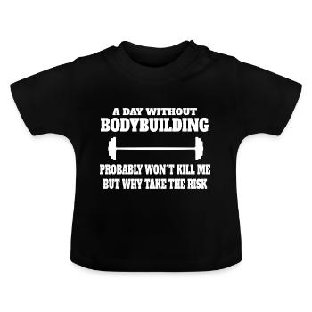 Bodybuilder Fitness Strength Training Dicton Muscle - T-shirt bio col rond Bébé - noir - Devant
