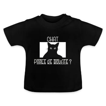 Chat parle de bouffe ? t-shirt drôle nourriture - T-shirt bio col rond Bébé - noir - Devant