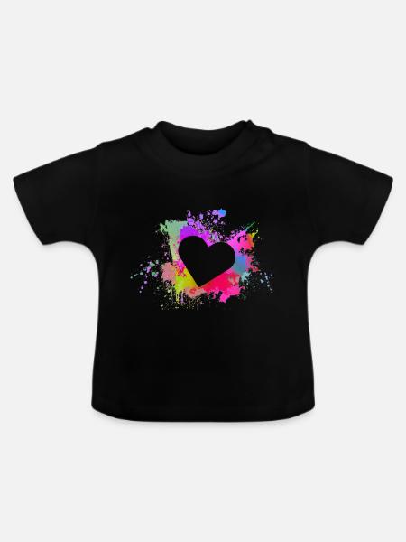 Herz - Baby Bio-T-Shirt mit Rundhals - Schwarz