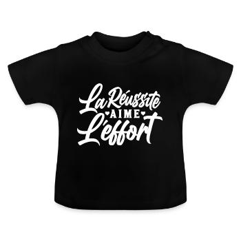 La réussite aime l'effort love (b) - T-shirt bio col rond Bébé - noir - Devant