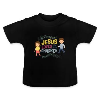 Jesus Loves The Little Children Baby One-Piece - Baby Organic T-Shirt with Round Neck - black - Front