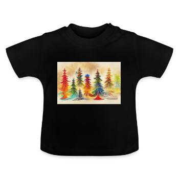 Arbre de Noël artistique - T-shirt bio col rond Bébé - noir - Devant