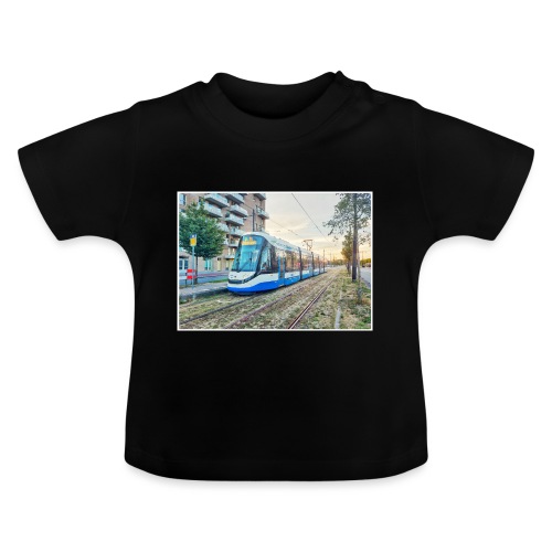 Tram in Diemen Sniep - Baby biologisch T-shirt met ronde hals
