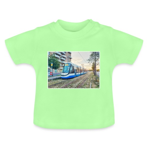 Tram in Diemen Sniep - Baby biologisch T-shirt met ronde hals