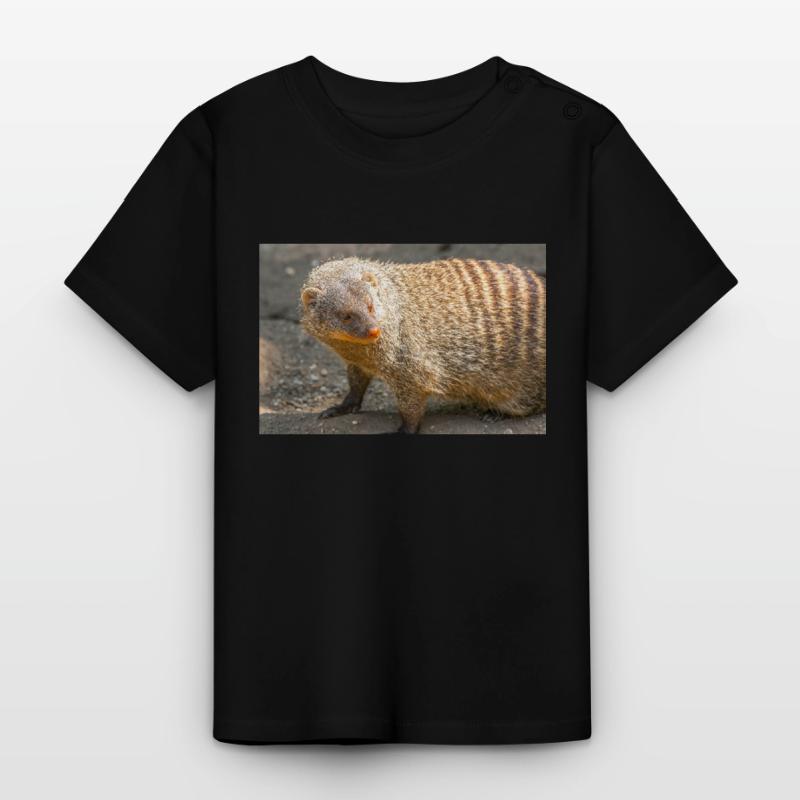 Gebänderte Manguste oder Zebramanguste Baby Bio-T-Shirt mit Rundhals