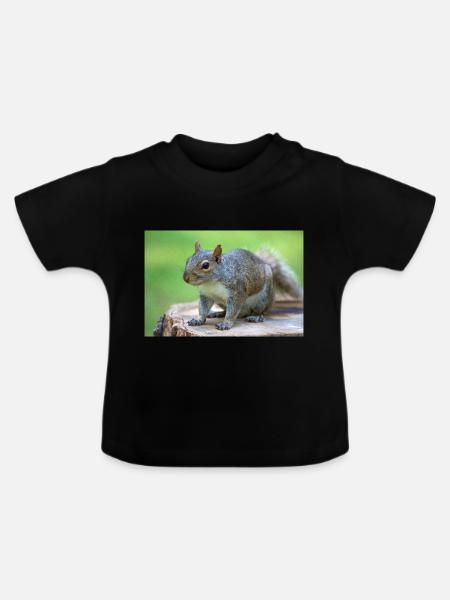 Grauhörnchen Sciurus carolinensis - Baby Bio-T-Shirt mit Rundhals - Schwarz