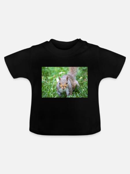 Grauhörnchen Sciurus carolinensis - Baby Bio-T-Shirt mit Rundhals - Schwarz