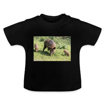 Wildschwein Sus scrofa - Baby Bio-T-Shirt mit Rundhals - Schwarz - Vorne