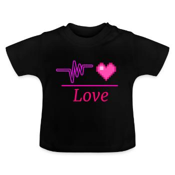 Love - Baby Organic T-Shirt with Round Neck - black - Front