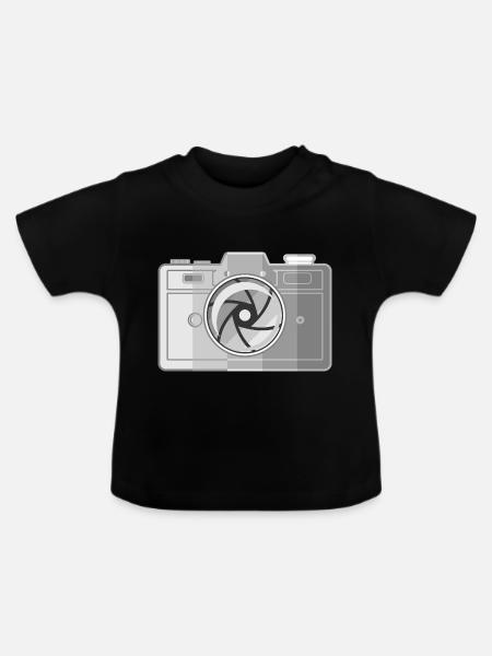 Retro-Filmkamera - Baby Bio-T-Shirt mit Rundhals - Schwarz
