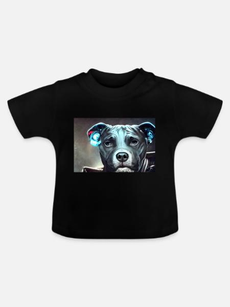 Sci-Fi Pitbull - Baby Bio-T-Shirt mit Rundhals - Schwarz