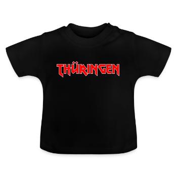 Modisches Heimat THÜRINGEN Metal-Design - Baby Bio-T-Shirt mit Rundhals - Schwarz - Vorne
