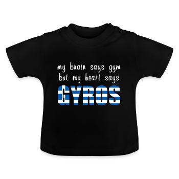 Mon cœur dit Gyros - T-shirt bio col rond Bébé - noir - Devant