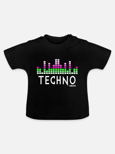 Techno für immer - Baby Bio-T-Shirt mit Rundhals - Schwarz