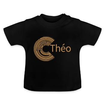 Für Théo - Baby Bio-T-Shirt mit Rundhals - Schwarz - Vorne