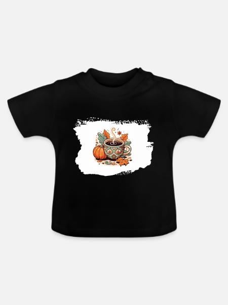 Herbstliebe - Baby Bio-T-Shirt mit Rundhals - Schwarz