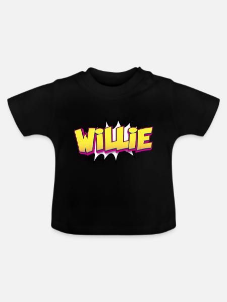Willie Benutzerdefinierter Name Comic-Stil Pop-Art, - Baby Bio-T-Shirt mit Rundhals - Schwarz