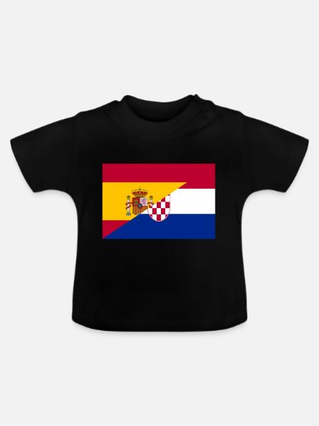 Spanien Kroatien Flagge - Baby Bio-T-Shirt mit Rundhals - Schwarz