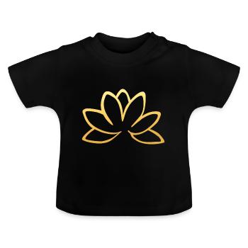 Goldene Lotusblume - Baby Bio-T-Shirt mit Rundhals - Schwarz - Vorne