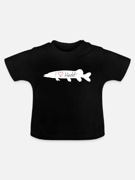 I Love Hecht weiß - Baby Bio-T-Shirt mit Rundhals - Schwarz