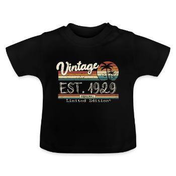 1929 Born Vintage Geburtstagsgeschenk - Baby Bio-T-Shirt mit Rundhals - Schwarz - Vorne