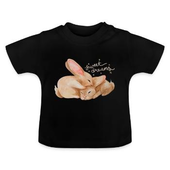 Cuddly bunnies - Baby Organic T-Shirt with Round Neck - black - Front