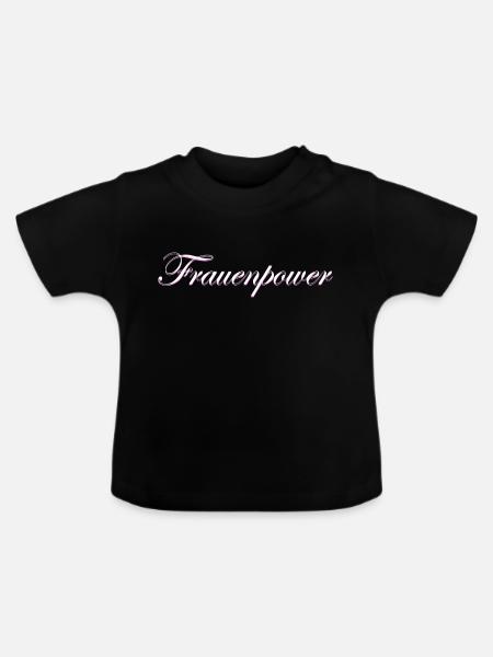 Schriftzug Frauenpower - Baby Bio-T-Shirt mit Rundhals - Schwarz