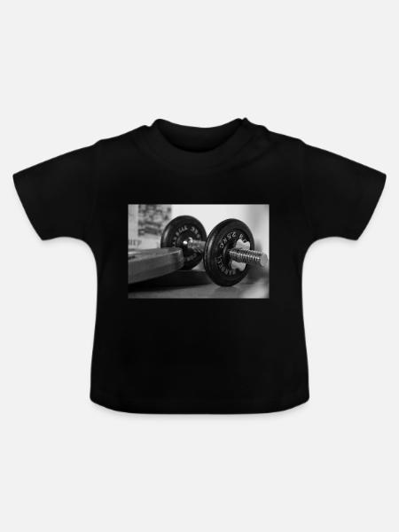 Classic dumbbell - Baby Bio-T-Shirt mit Rundhals - Schwarz