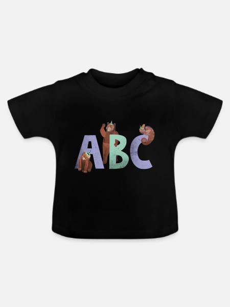 ABC - Einschulung - Baby Bio-T-Shirt mit Rundhals - Schwarz