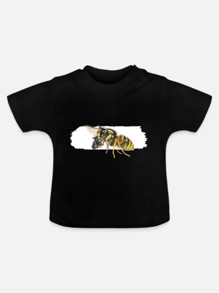 Wespe beim Transport - Baby Bio-T-Shirt mit Rundhals - Schwarz