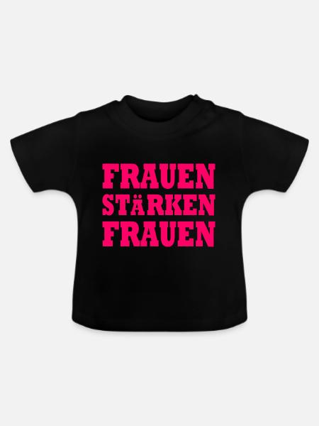 frauen stärken frauen - Baby Bio-T-Shirt mit Rundhals - Schwarz