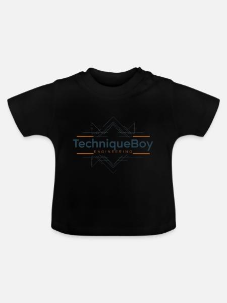 Technik - Baby Bio-T-Shirt mit Rundhals - Schwarz