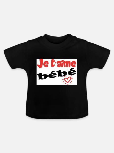 Ich liebe dich Liebling - Baby Bio-T-Shirt mit Rundhals - Schwarz