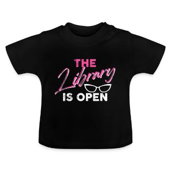 The library is open - Baby Bio-T-Shirt mit Rundhals - Schwarz - Vorne