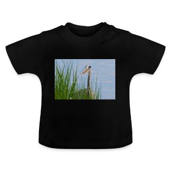 Heron - Baby Organic T-Shirt with Round Neck - black - Front