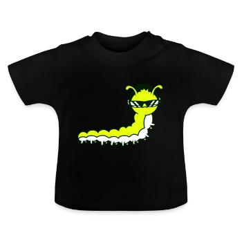 Cool Mignon DJ Caterpillar Lunettes de soleil Fête Club Musique - T-shirt bio col rond Bébé - noir - Devant