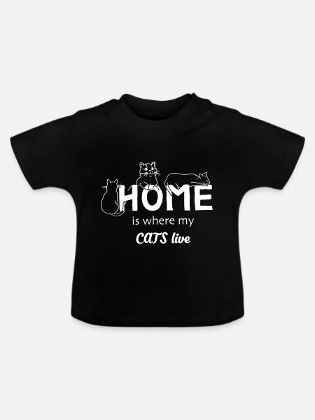 Katzen Zuhause - Baby Bio-T-Shirt mit Rundhals - Schwarz