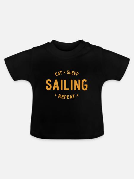Eat Sleep Sailing Repeat - Baby Bio-T-Shirt mit Rundhals - Schwarz