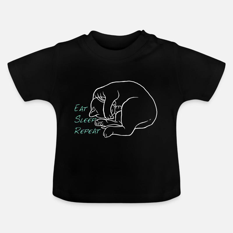 Eat Sleep Repeat - Baby Bio-T-Shirt mit Rundhals - Schwarz