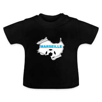 Marseille - T-shirt bio col rond Bébé - noir - Devant