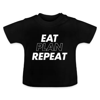 Meal Planner T-Shirt Diät Food Planner Shirt - Baby Bio-T-Shirt mit Rundhals - Schwarz - Vorne